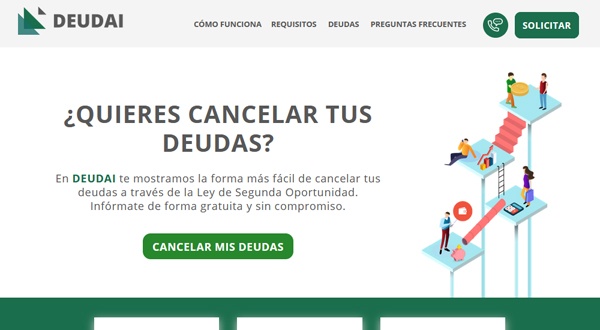 Deudai es una plataforma web que ayuda a los Españoles a cancelar sus deudas. Esta empresa de asesoría en deudas en México​ opera desde 2018 y utiliza la ley de segunda oportunidad para ayudar a miles de personas.