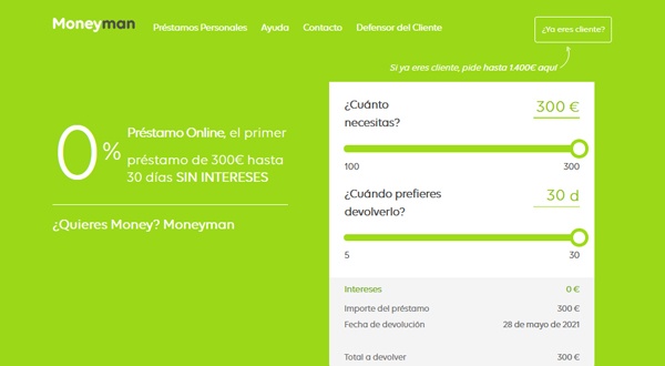 MoneyMan es un prestamista que empezó sus prestamos personales en España en 2012. Acepta personas en ASNEF y ofrece el primer préstamo personal sin interés ni comisiones.